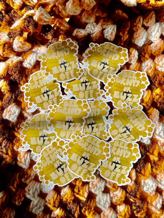 Bumble bee sticker, honeycomb pattern, bee hive sticker